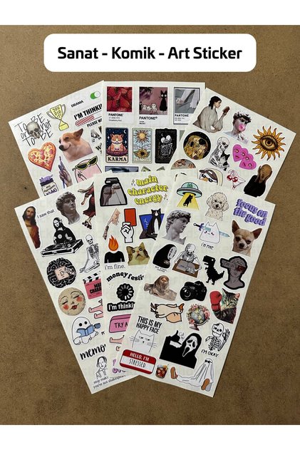 Sanat - Komik - Art - Mental Sticker Seti, Laptop, Notebook, Bullet Journal, Tablet, Defter, Etiket