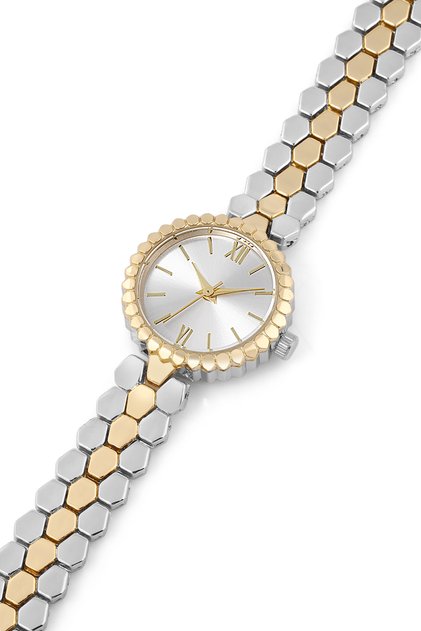 Spectrum Minimal Case Round Dial Snakeskin Pattern Metal Band Women Wrist Watch