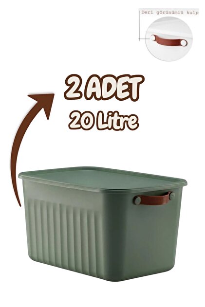 Bayev 2'Li Yeşil 15 Lt Boxsis Set Çok Amaçlı Kapaklı Kutu Dolap