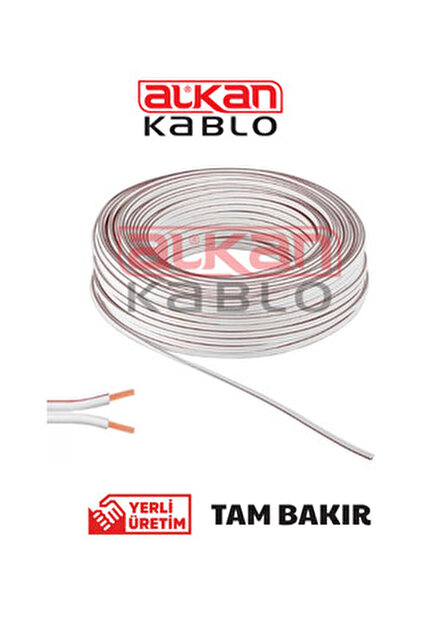 Alkan Kablo 2 x 0.75 mm H03VH-H Kodlu Yassı Kordon Hoparlör
