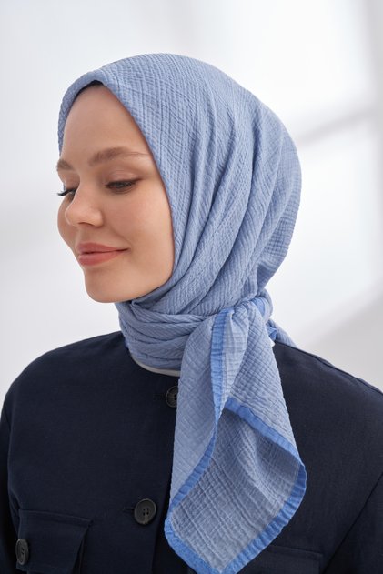 Muslin Tie Scarf - Denim Blue