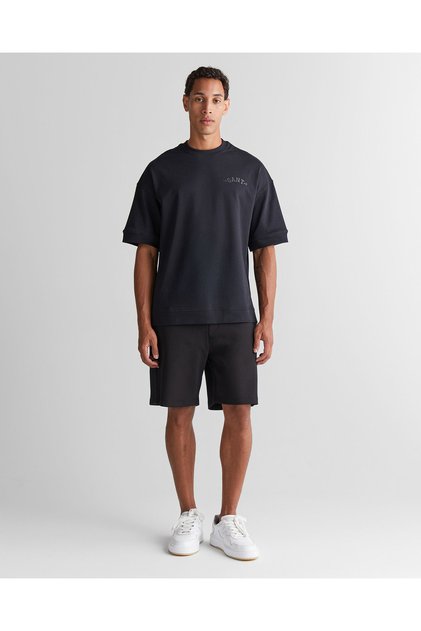 Erkek Siyah Regular Fit Logolu Şort