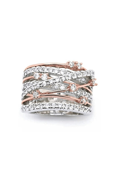 Inel statement din argint cu design glamour - Aur, 7