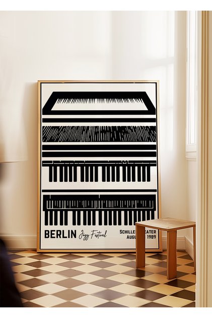 Piyano Poster - Berlin Jazz Festival, Müzik Posteri - Tablo Ölçülerinde Çerçevesiz Poster