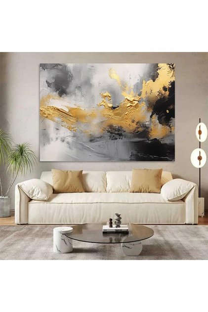 لوحة جدارية قماشية كانفس بتصميم فني تجريدي وتفاصيل رخامية، إطار خشبي مخفي، 120×80 سم