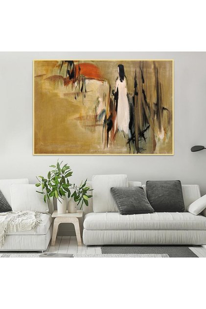لوحة جدارية قماشية كانفس بوهيمية ، إطار بني، 60×90 سم