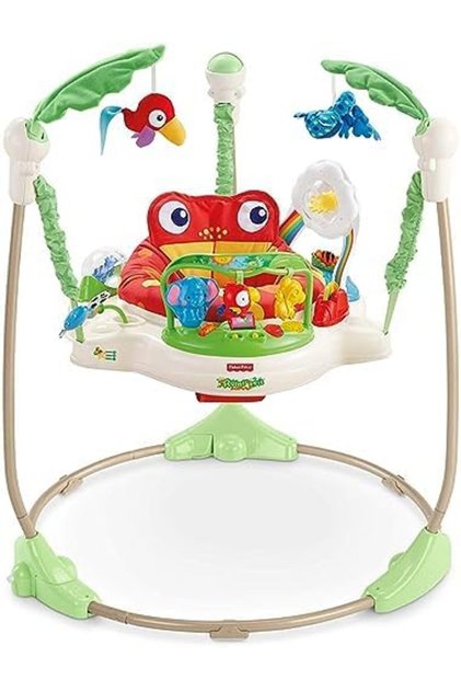 Baby Bouncer Rainforest Jumperoo Musical Activity Center with Lights Sounds & Developme