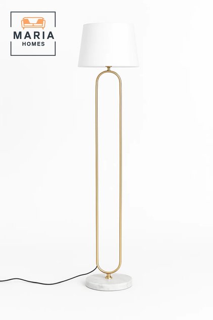 Elegant White Floor Lamp with Gold Frame