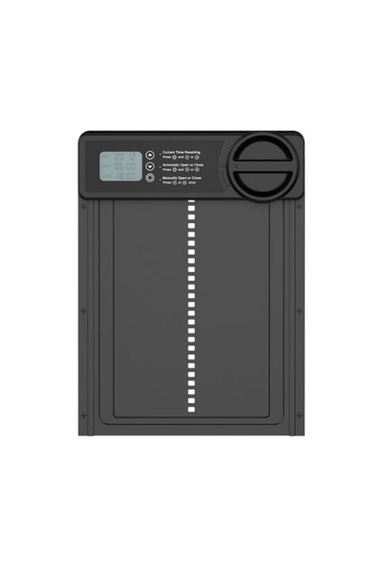 Ușă automată pentru coteț de păsări, Adsinio, temporizator programabil pentru deschidere și închidere automată, negru