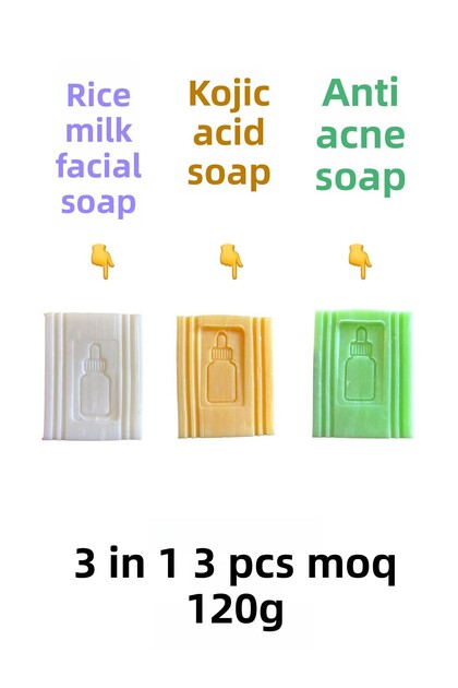 Kojic Kojic Acid Soap, Turmeric, 3Xacne Serum Effective and Acne, Rice Milk Whitening Soap