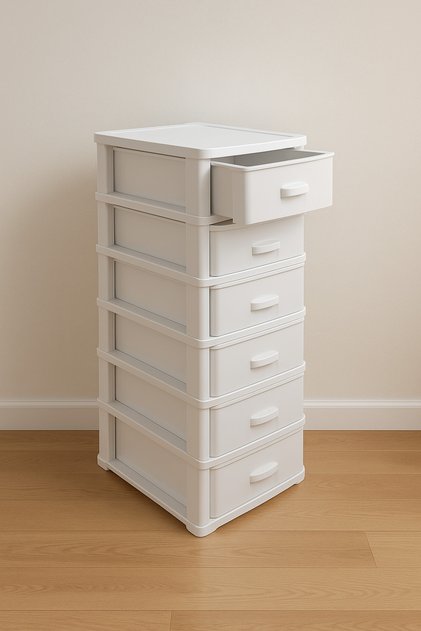 DRAWER COMMODE (2) 6 LAYER WHITE