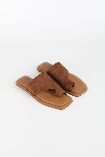 Women's Suede Brown Slippers 2221