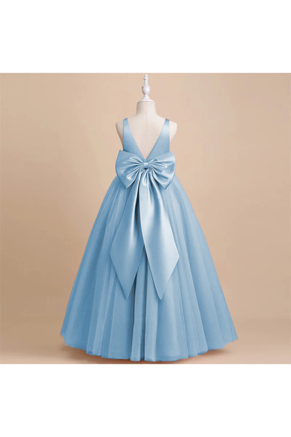 melek golden Girl's Dress - Princess Bow Wedding Ball Gown- Trendyol