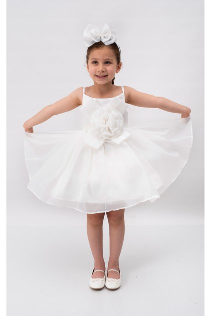 Dress Princess Girl Child | 1-9 Years | Color Options | Ribbon & Rose Detail | Karolin - Satin