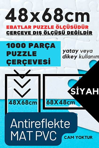 CreaWitch Puzzle Çerçevesi - 48x68 cm 1000 parça Renkli Siyah