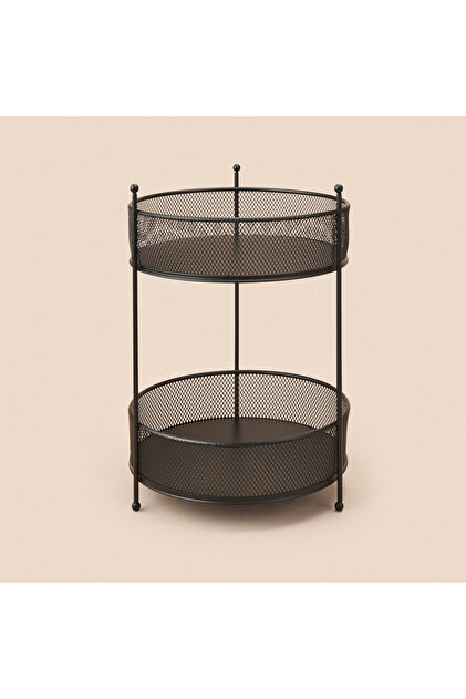 Organizator de plasă cu două etaje pentru baie - negru - 28x20 cm