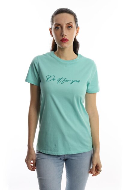 Tricou cu imprimeu pentru femei Do It For You Turcoaz