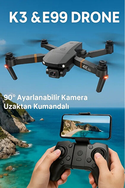 E99 Pro HD Katlanabilir Drone Kameralı + Taşıma Çantalı Yeni Nesil Ekstra Bataryalı