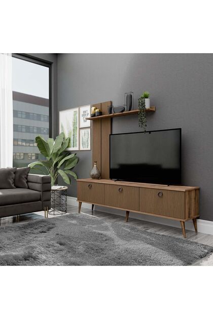 Mezza 1380 Terra 180 CM (AHŞAP AYAKLI) Tv Ünitesi Hat - Kaplan