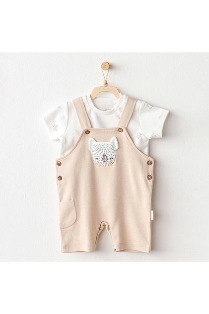 Ac25845 Happy Animals Baby Salopet Set Beige