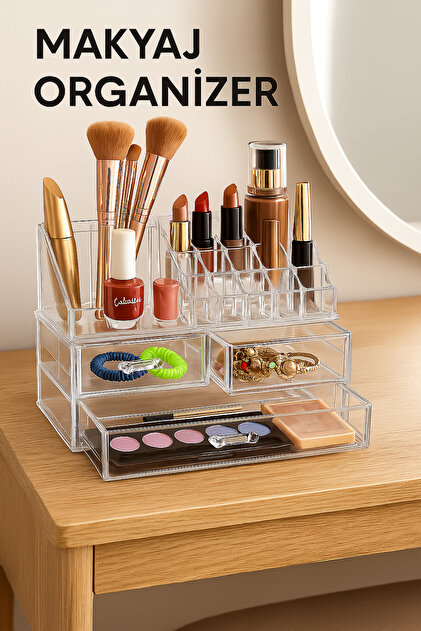 DEAZA 化粧品　セット Herza House 3 Çekmeceli Makyaj Düzenleyici Organizer Set - Fiyatı