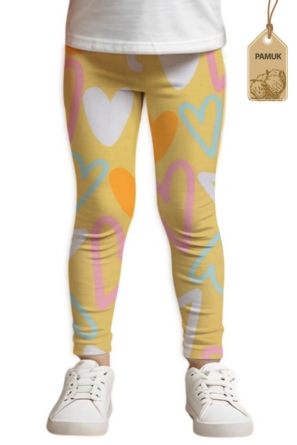 Cotton Kids Leggings - Heart Patterned Lycra Summer Comfortable Cotton Anti-Sweat Long Leggings