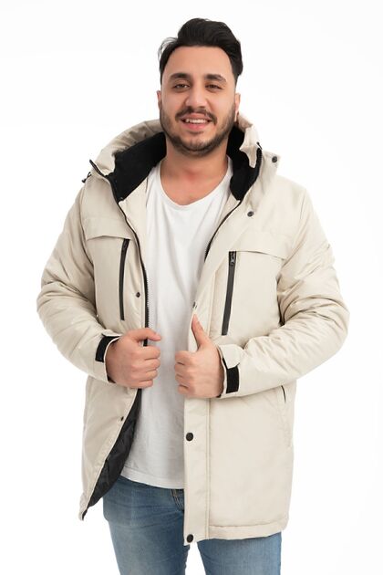 Erkek Taş Içi Polarlı Kürklü Su Ve Rüzgar Geçirmez Kapüşonlu Kışlık Mont & Kaban & Parka