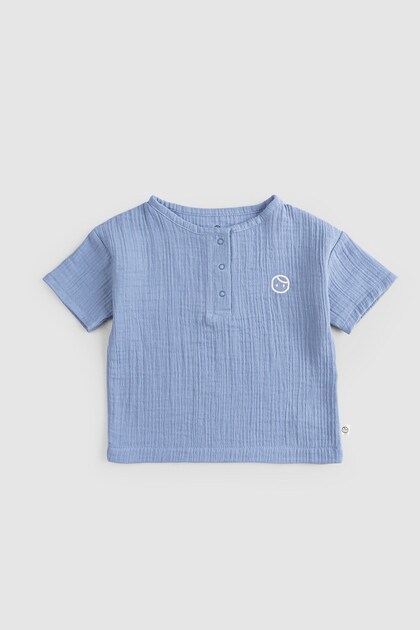 Organic Cotton Muslin Baby Blue T-Shirt