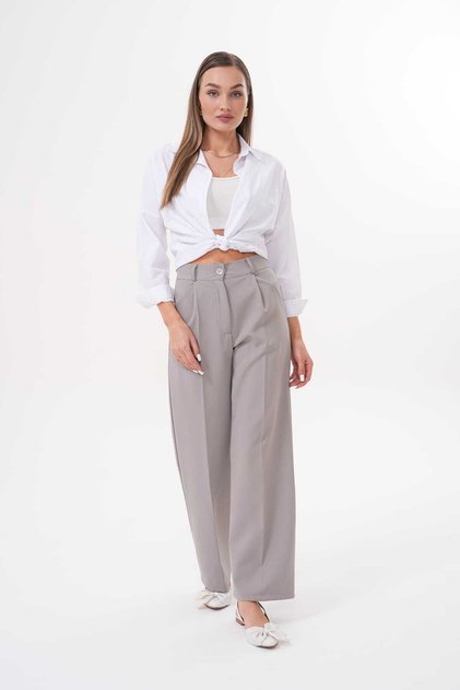 Women's New Season Pleated Fabric High Waist Palazzo Pants