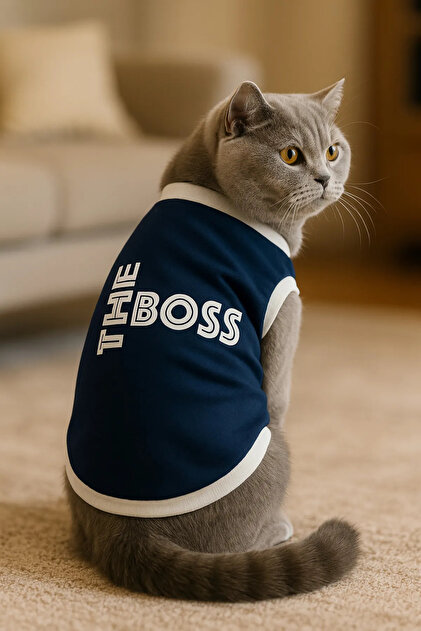 Yeni Sezon Polar Kedi Ve Köpek Kıyafeti - Lacivert The Boss - S Beden