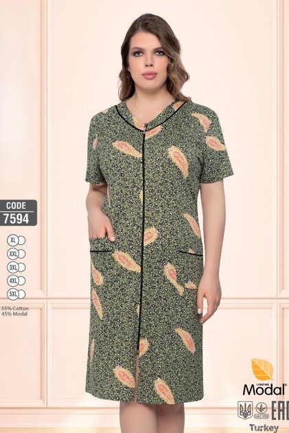 Rochie de vară cu imprimeu cu fermoar, bumbac, mărime mare, pentru femei 7594