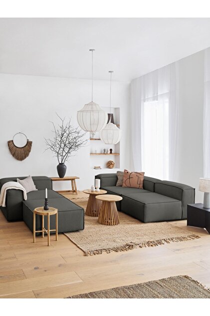 ERİZA Relax Soft 4 Modül Köşe Koltuk Takımı (KOYU ANTRASİT) Keten