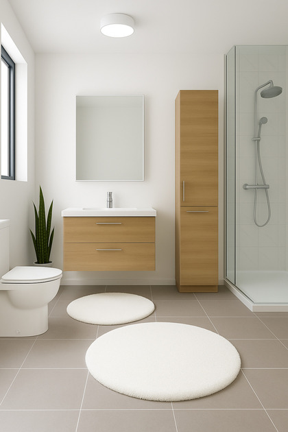 Bathroom Mat Round Double Toilet Set 80X80 - 60X60, Soft Soft Key