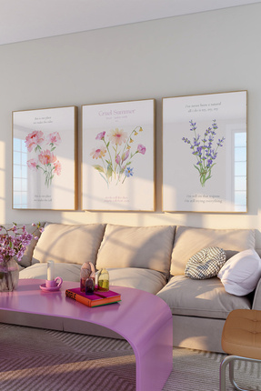 Vinca Prints 3'lü Poster Seti, Estetik Duvar Posteri, Çerçevesiz