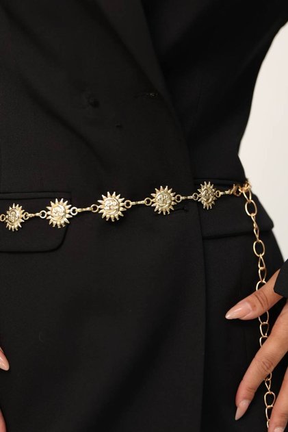 Güneş Gold Detailed Women's Waist Chain Waist Belt, Dress Belt, Skirt Belt, Trouser Belt