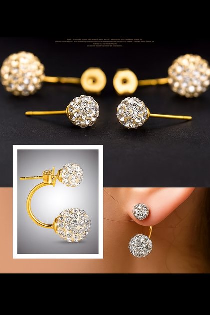 Two-Tip Zircon Stone Shambala Shiny Ball Women's Vip Earrings