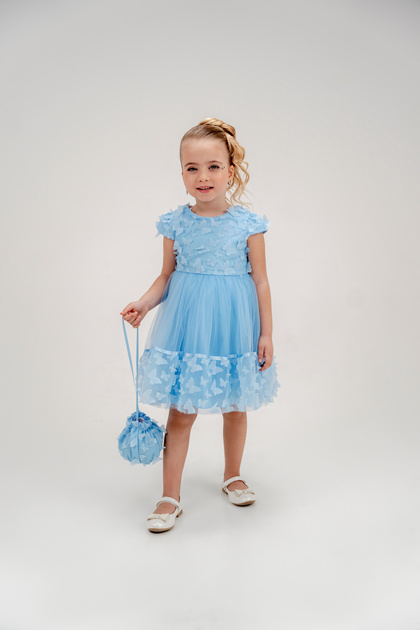 Girls' Evening Dress with Butterfly Gift Bag for Birthday, Wedding, and Special Occasions