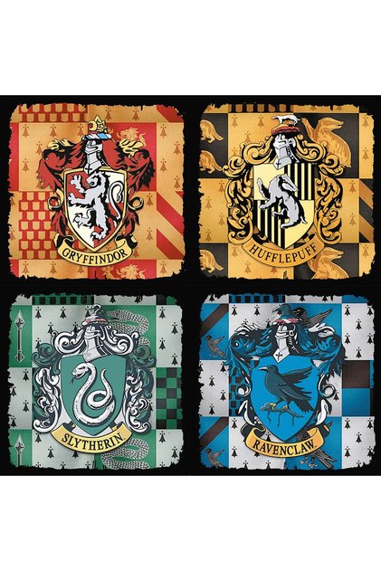 Harry Potter 20x20 4 Adet UV Baskı MDF Retro Ahşap Poster Tablo