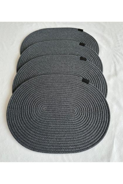 Jute Placemat, Table Decor Supla Oval Anthracite 30X40 Set of 4