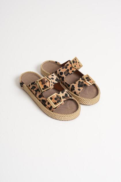 Leopard Women's Rope Leather Powder Slippers