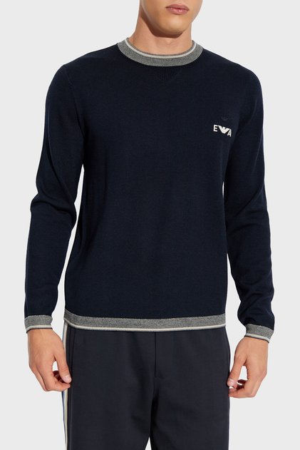 100% Wool Regular Fit Crew Neck Logo Sweatshirt Men's Sweatshirt Em003387 Af14697 Ub118