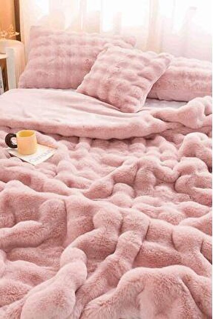 Naturel Collection Dolgulu Tavşan Tüyü Yatak Örtüsü Çift Taraflı