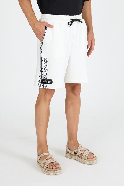 Men's White Ethnic Garni Shorts