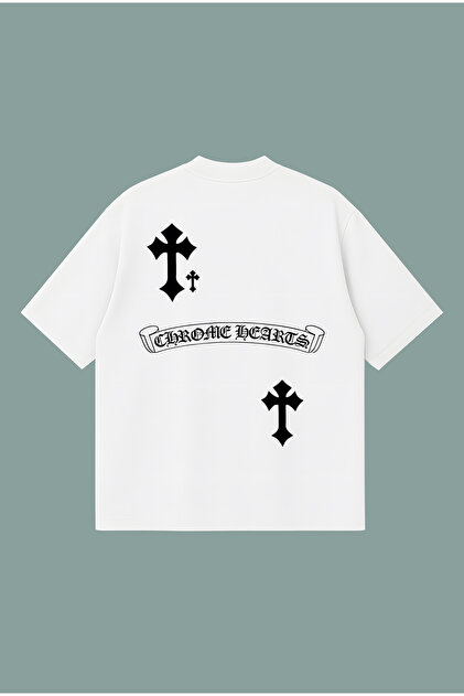 PURE POWER Chrome Hearts Haç Boxy Fit Oversized Unisex 100% Cotton
