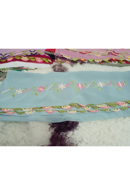 Handmade Embroidery Embroidered Needle Embroidered Prayer Cover Dowry Holder Mevlit Hijab Crepe Fabric 145X75 cm