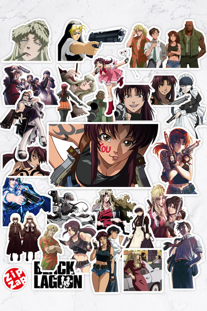 مجموعة ملصقات لاصقة من Black Lagoon Anime Phone Laptop Bullet Journal (27 قطعة)