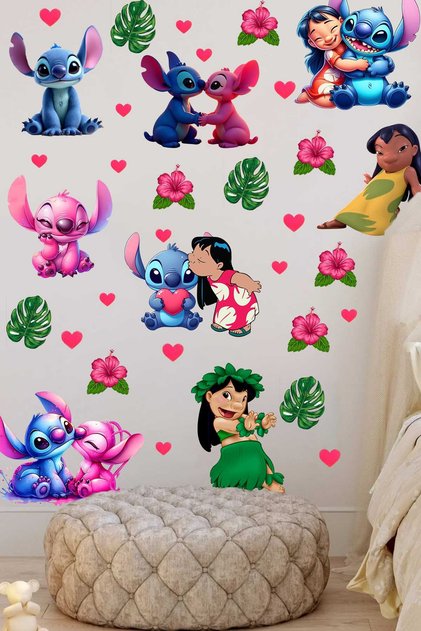 Lilo ve Stitch Kız Çocuk Odası Duvar Sticker Seti