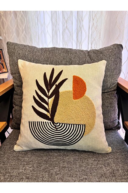 Bohemian Punch Embroidered Linen Throw Pillow Case 1 Piece - 43X43 cm
