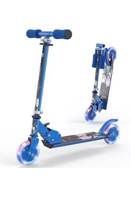 Lightweight and Foldable Scooter for Kids with LED Wheels, Adjustable Heights, Blue Color, Suitable