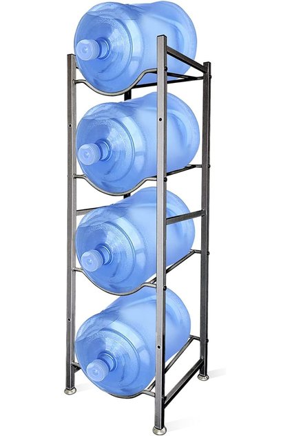 4Tier Water Bottle Organizer,5 Gallon Water Bottle Holder, Water Bottle Rack Stainless Steel Shelf E